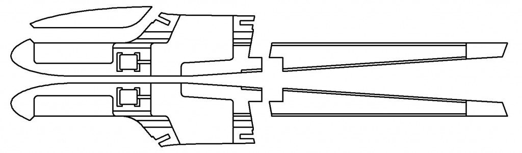 CAD shot illustration of fuselage components for the V5 instructions.